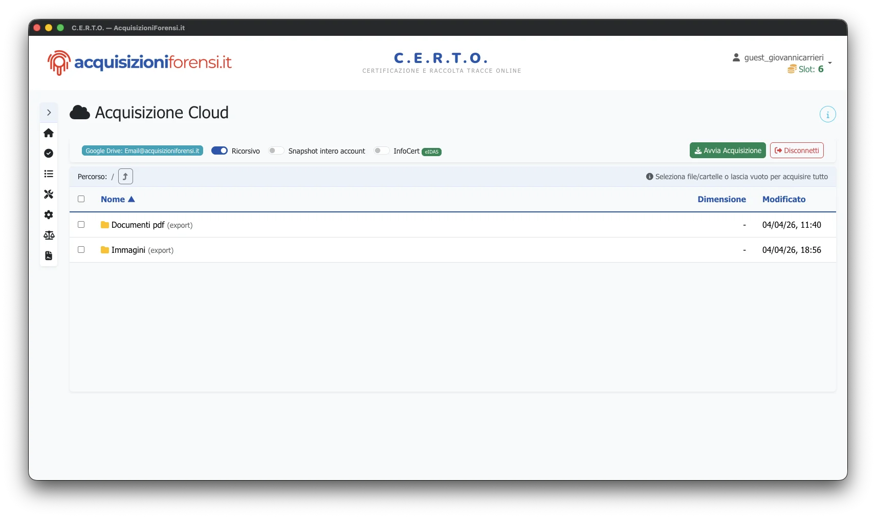 C.E.R.T.O. - Navigazione cartelle Google Drive con struttura directory