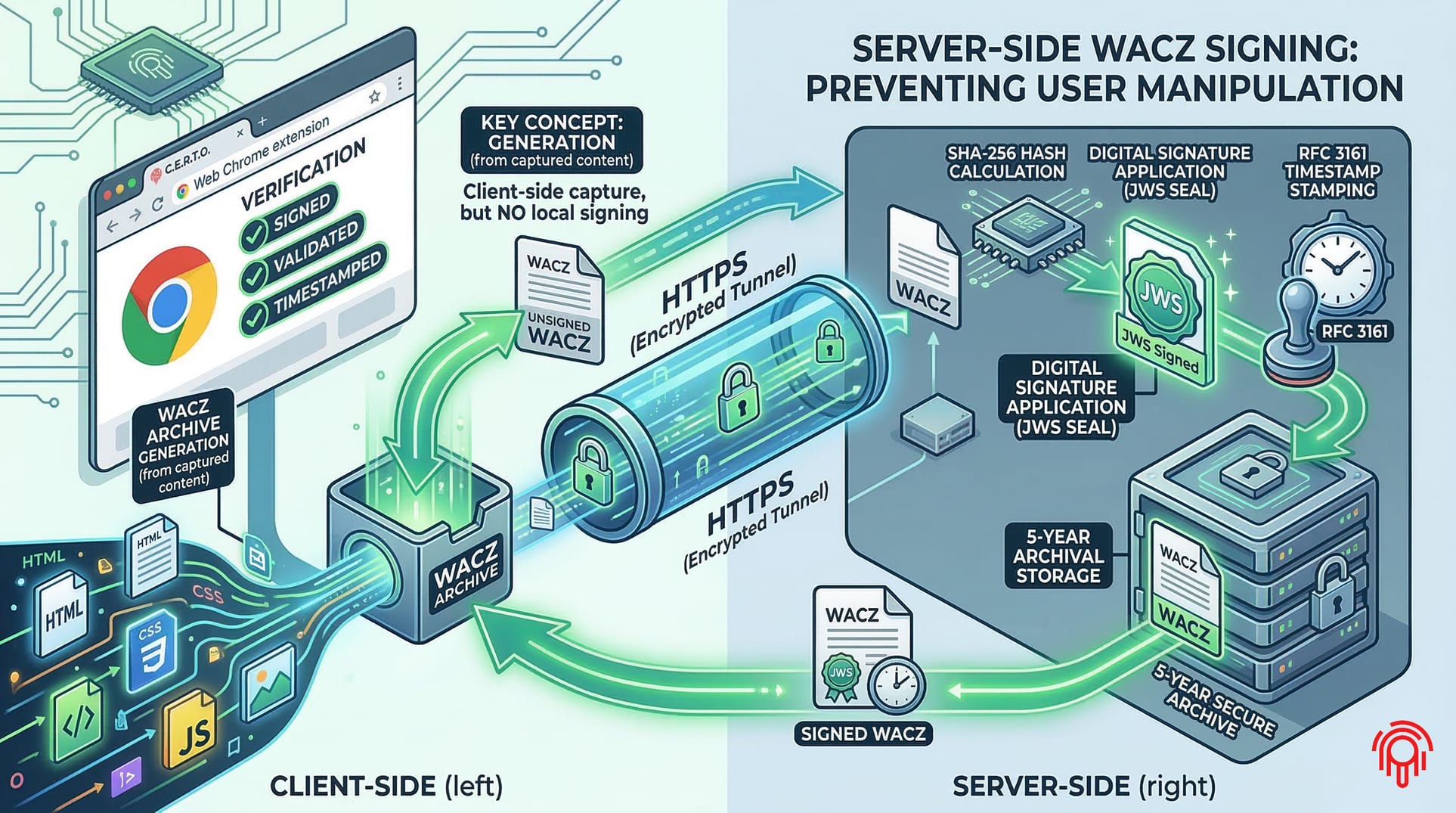 Firma digitale server-side WACZ