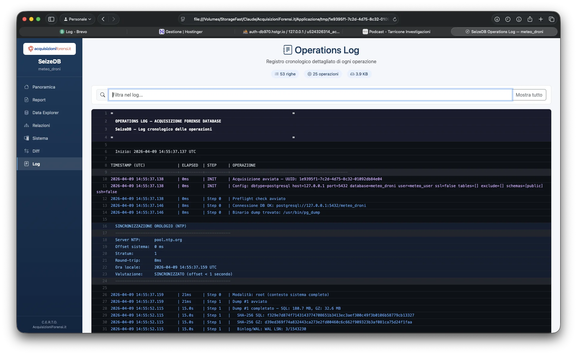 SeizeDB Operations Log
