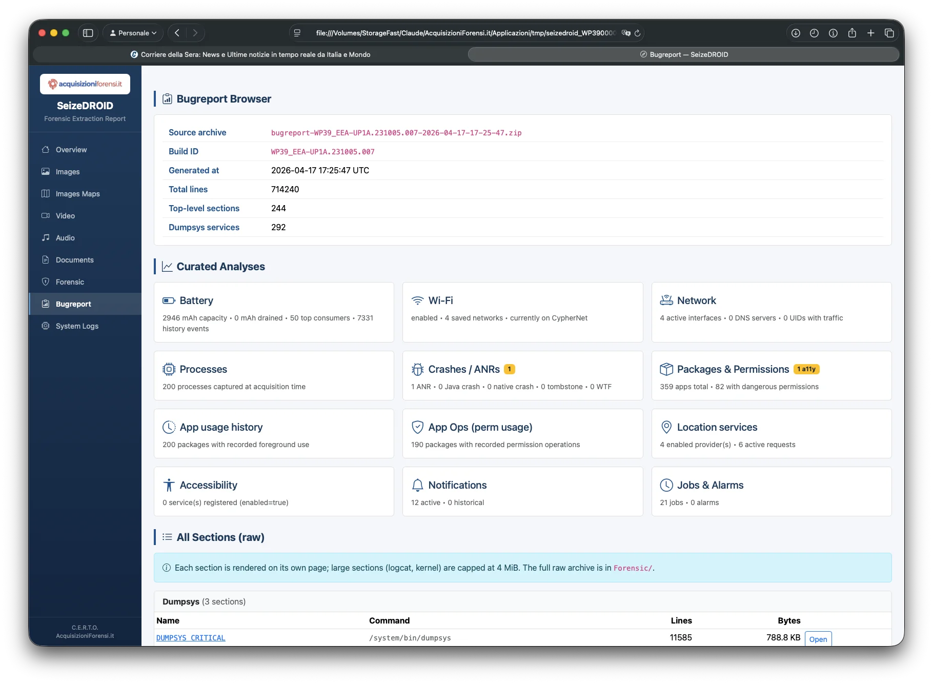 SeizeDROID bugreport browser