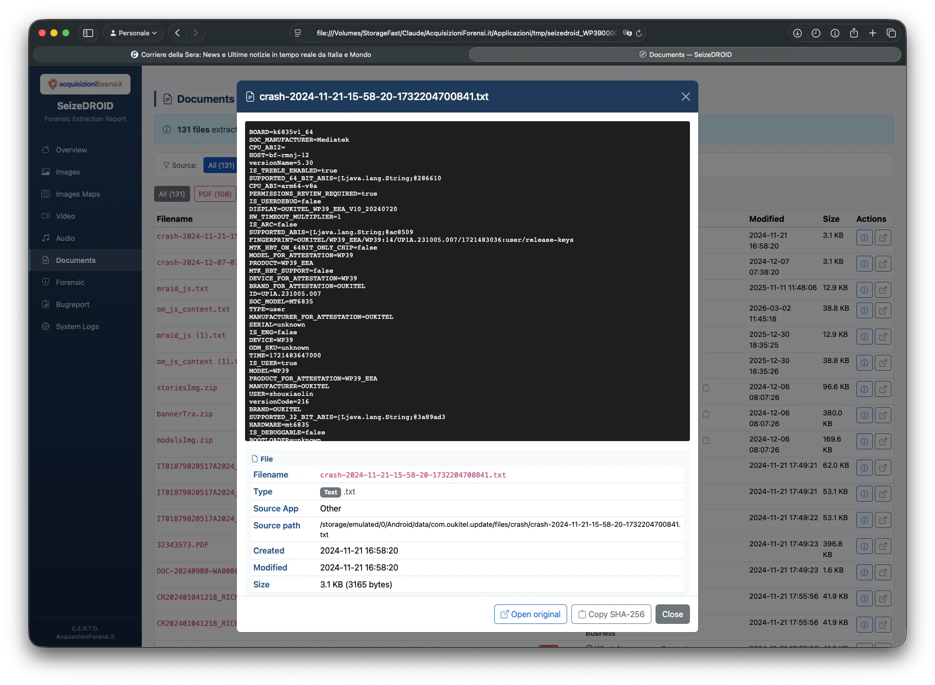 SeizeDROID anteprima documento