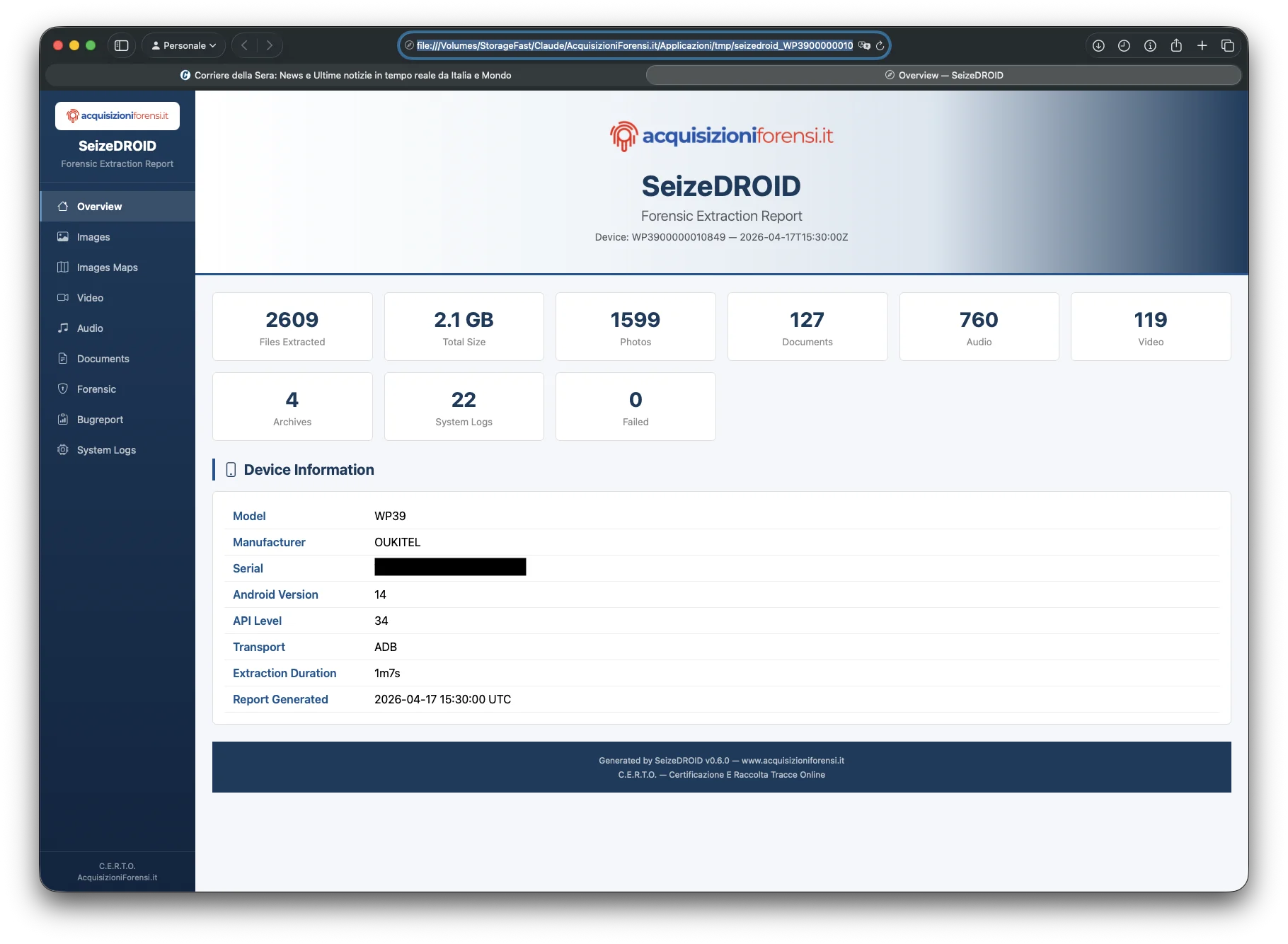 SeizeDROID overview acquisizione