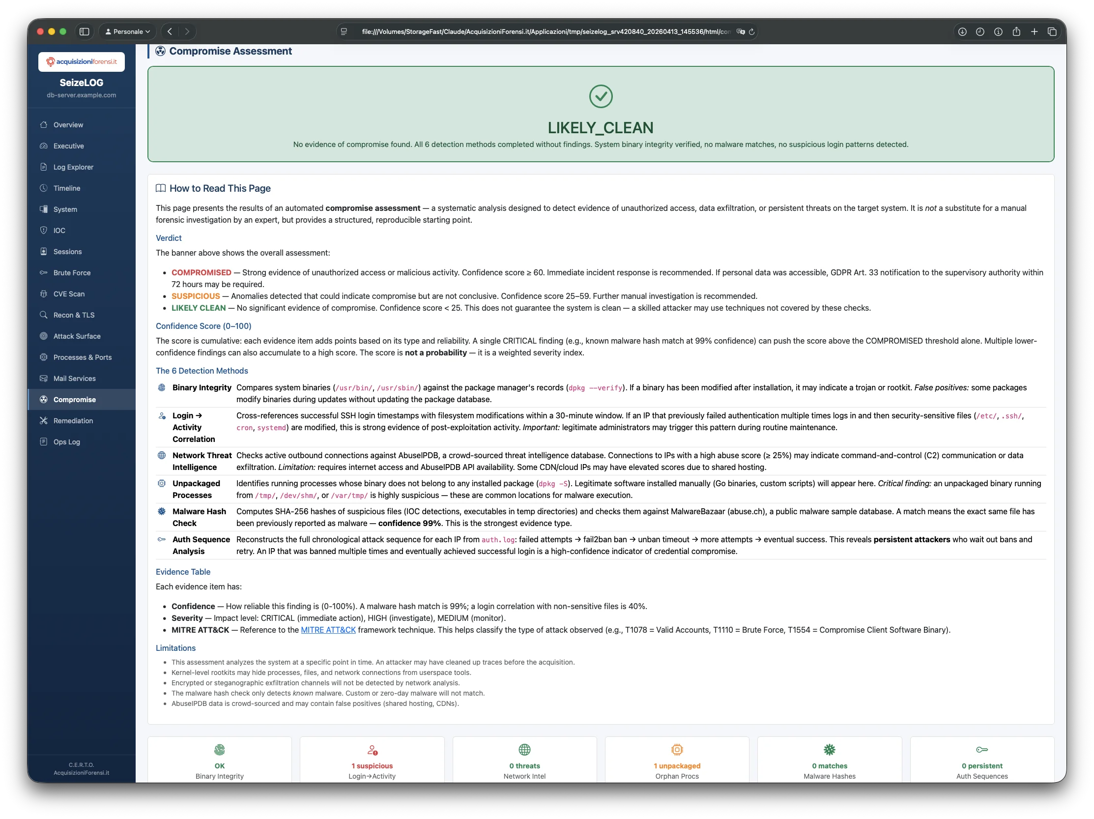 SeizeLOG Compromise Assessment