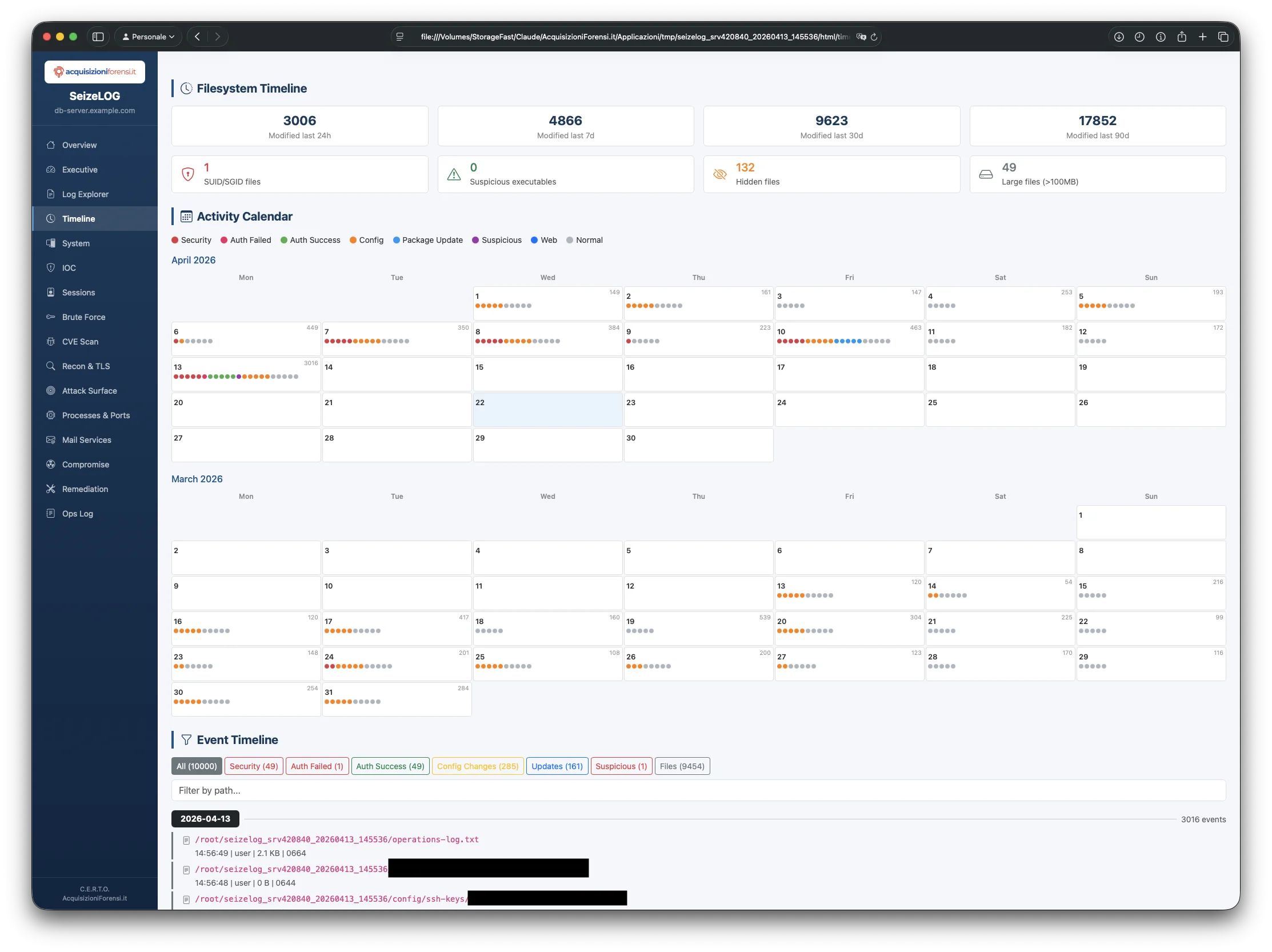 SeizeLOG Filesystem Timeline
