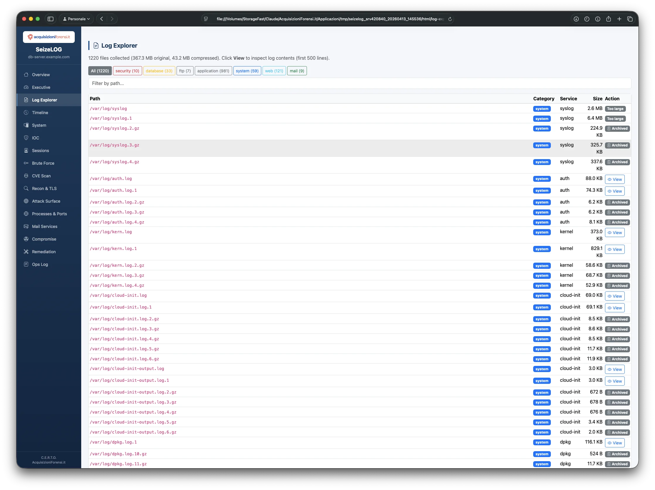 SeizeLOG Log Explorer