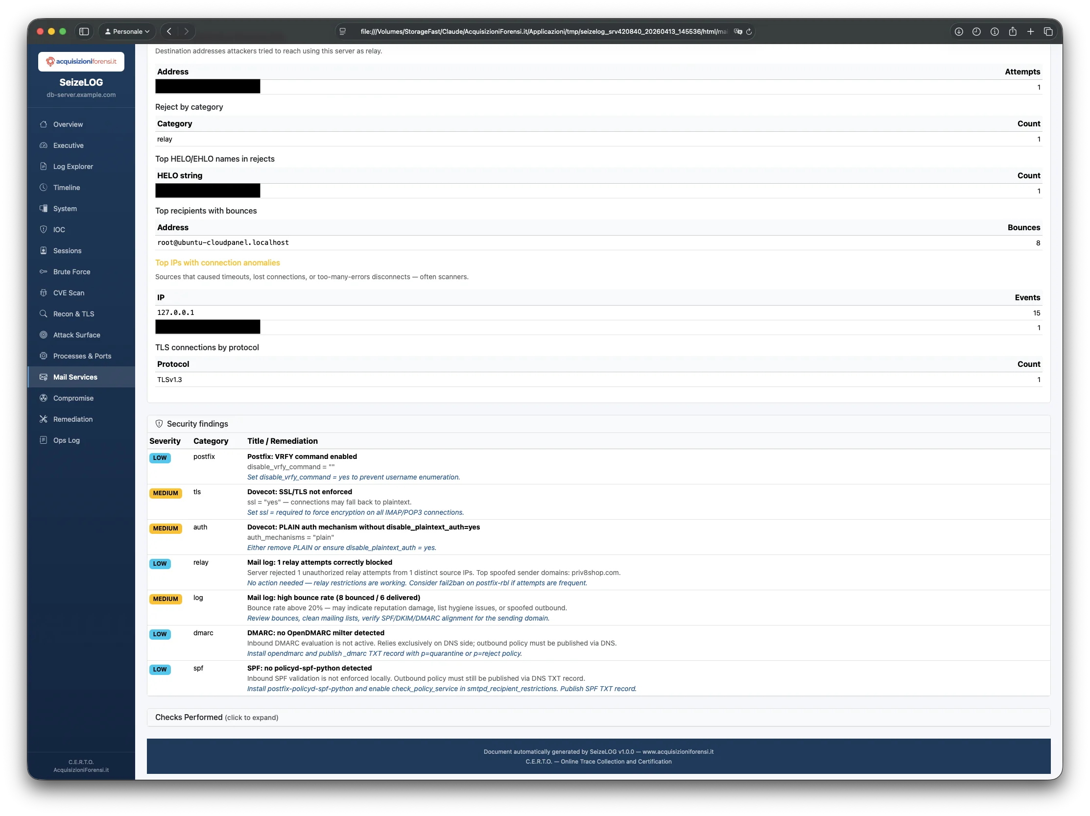 SeizeLOG Mail findings