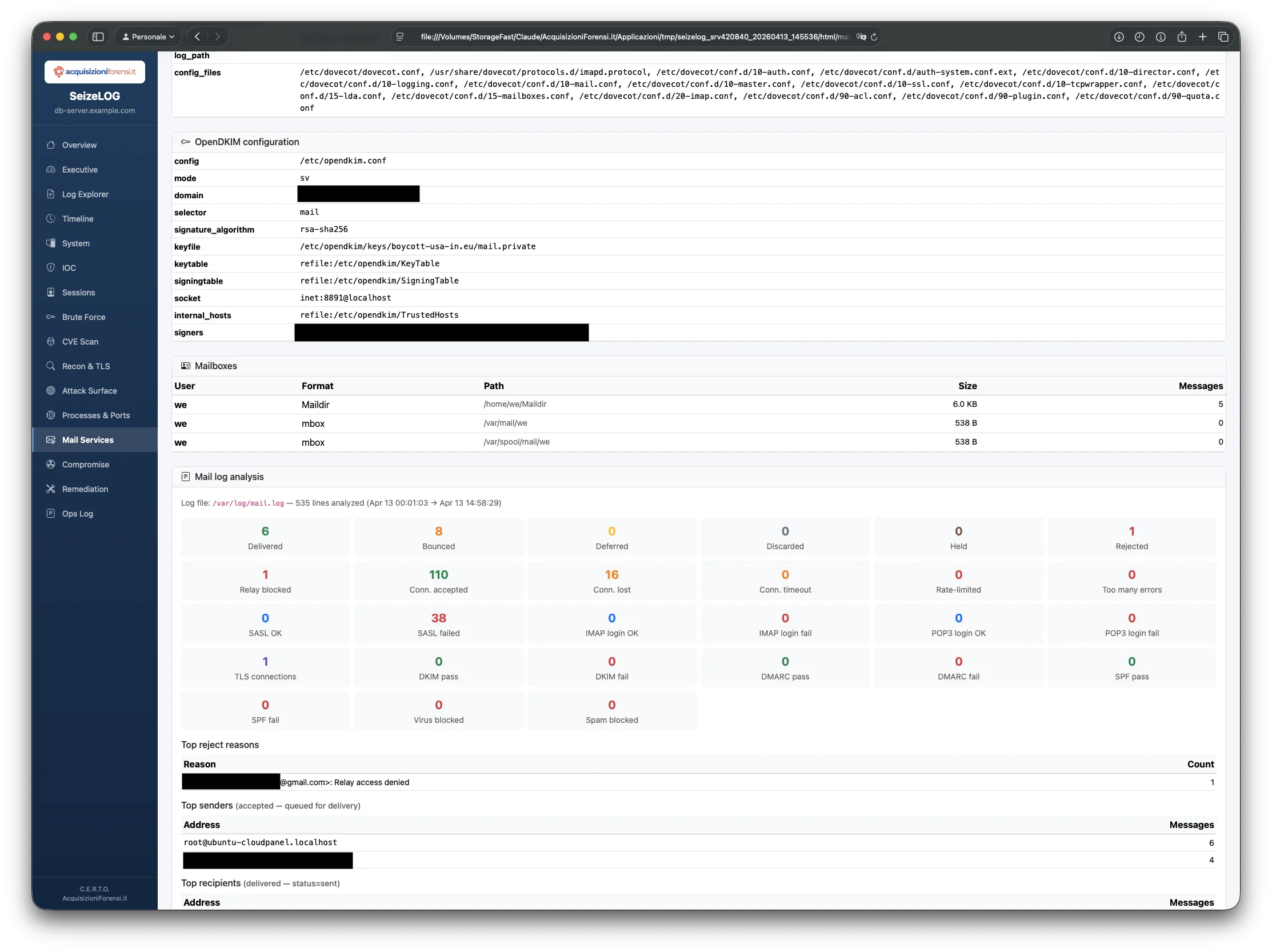 SeizeLOG Mail logs