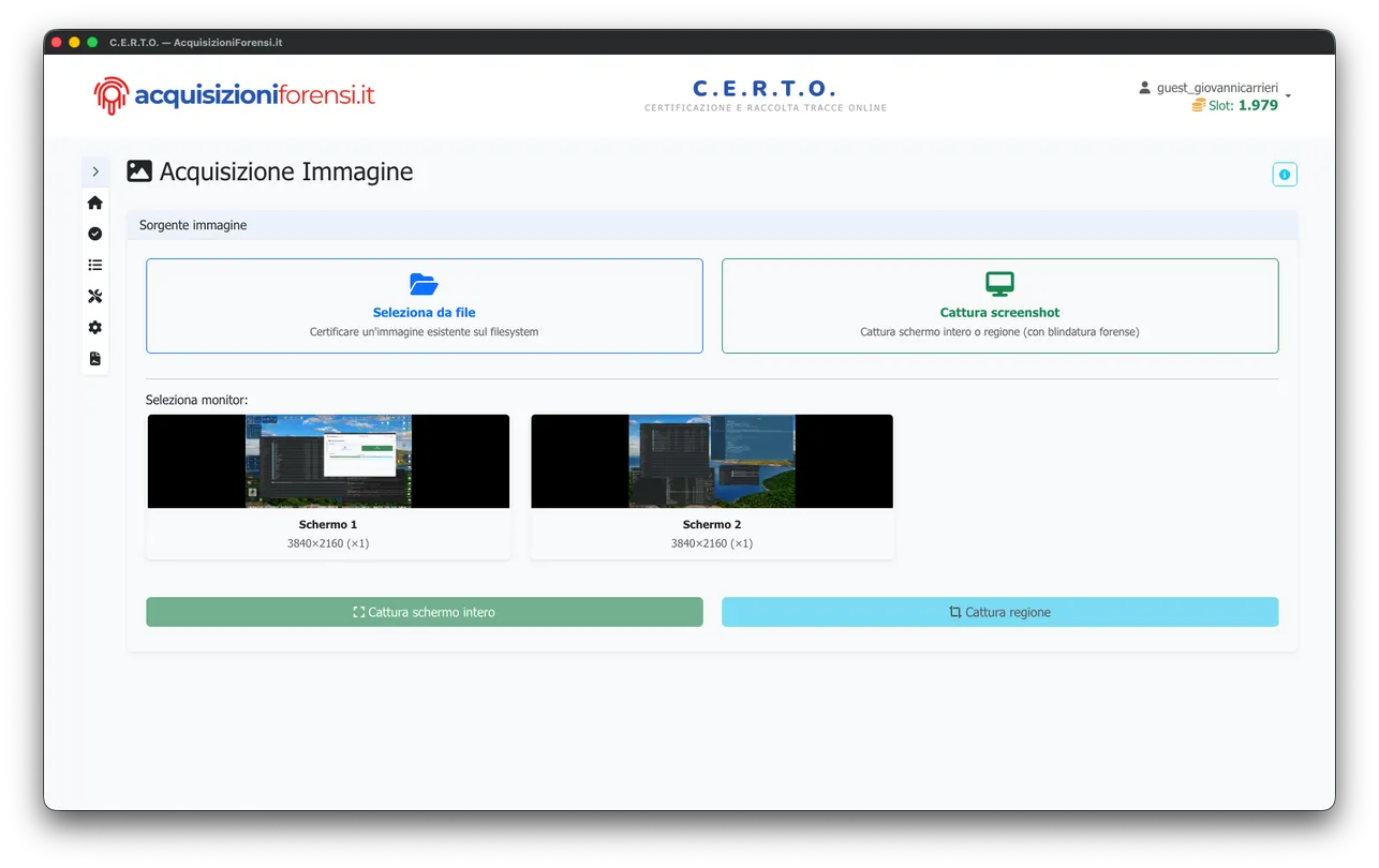 C.E.R.T.O. 3.0 — Screenshot Forense