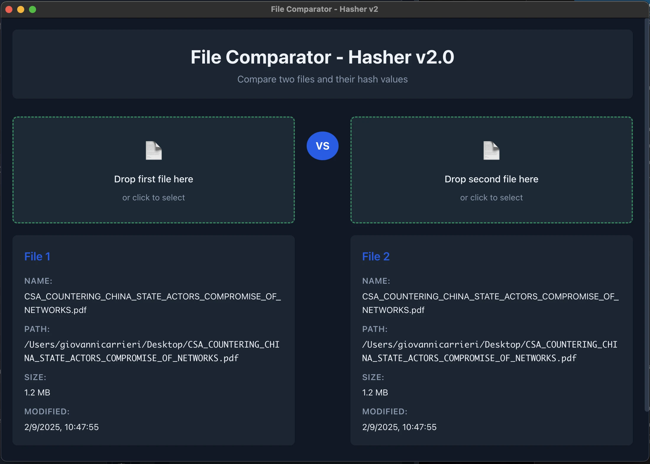 File Comparator Interface