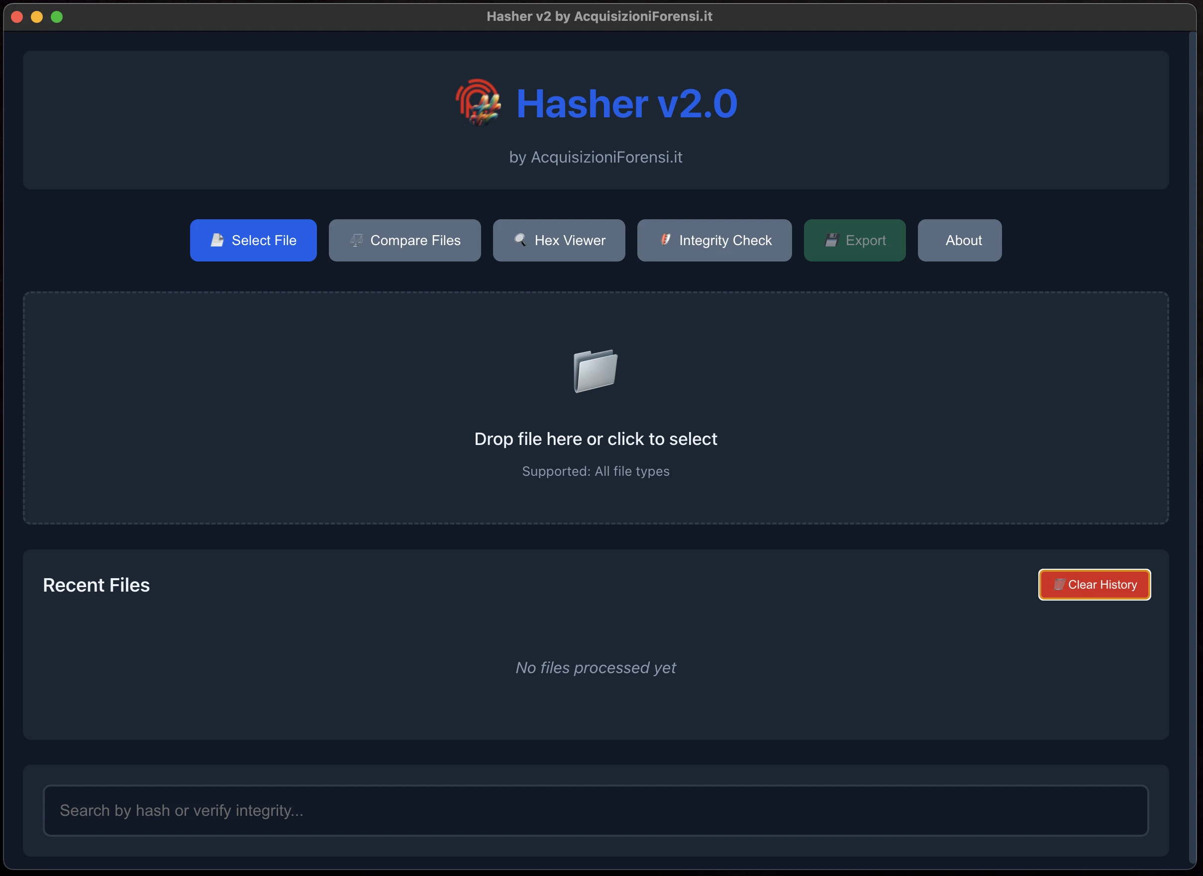 Hasher v2.0 Interface
